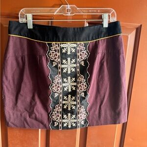 Black And Maroon floreat by anthropologie Skirt embroidered size 10